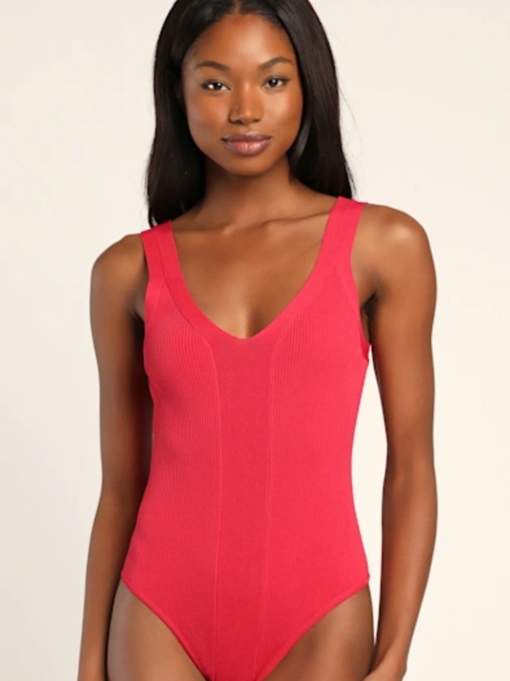 Chance For You Berry Red Ribbed Knit Sleeveless Bodysuit